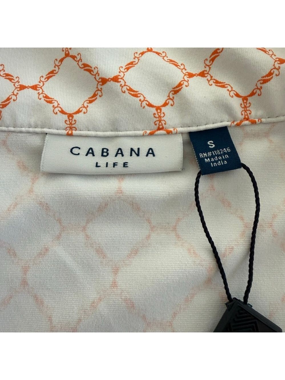 Cabana Life White Geometric Long Sleeve Beach Dress with Coral Hem - Picture 5 of 8